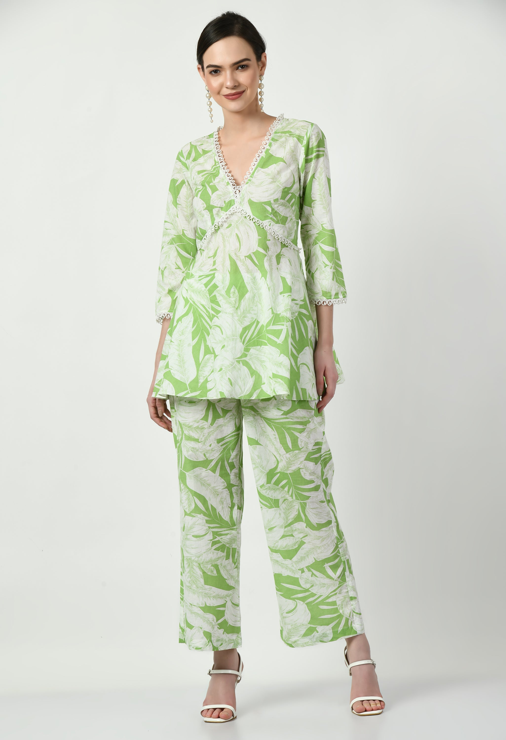 Soft Green Cotton Co-Ord Set | Green Cotton Co-Ord Set